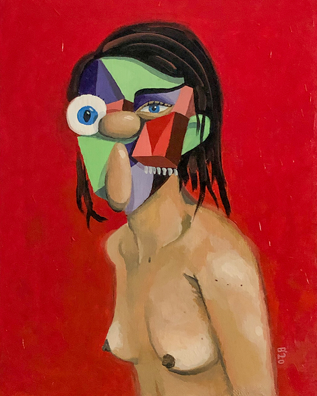 Frau auf Rot